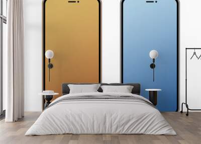 Two colored mock up new mobile devices, isolated. Great template for any application design Wall mural