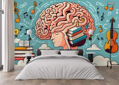 A Journey Through Mental Pathways of Intellect, Creativity, and Innovation in the Digital Age — Exploring Complex Interconnections Between Science, Psychology Wall mural