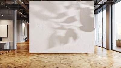 Abstract sun light shadow silhouette on beige textured wall, aesthetic floral background, copy space Wall mural