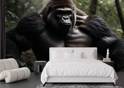 Gorilla King-Kong in the forest. Wall mural