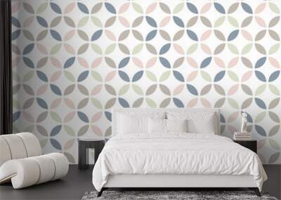 Geometric seamless pattern in pastel colors. Mid century design. Vector wallpaper. Wall mural