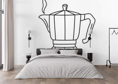 Geyser coffee maker in doodle style. Vector illustration. Wall mural