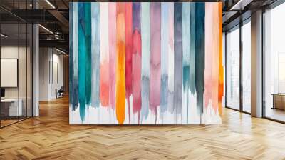 straight lines of watercolor paint drawn from top to bottom Wall mural