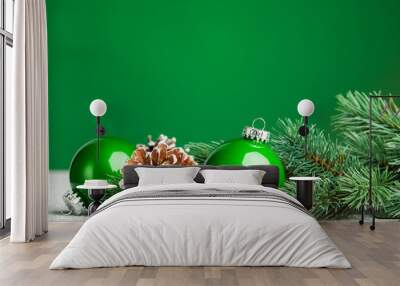 Christmas ball with green fir-tree Wall mural