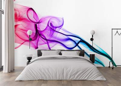 colored smoke on white background Wall mural