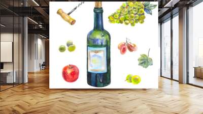 watercolor wine collection Wall mural