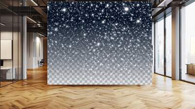 Winter falling snow Isolated on transparent background Wall mural