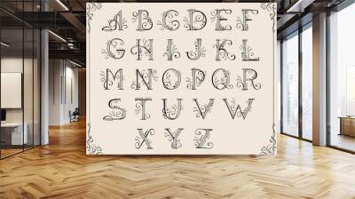 Calligraphic alphabet Wall mural