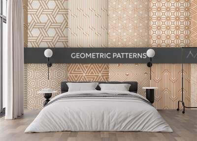 Set of Geometric seamless patterns. Abstract geometric  hexagonal  graphic design print 3d cubes pattern. Seamless  geometric cubes pattern. Wall mural