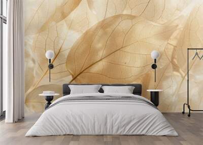 Translucent dried leaves in soft light Wall mural