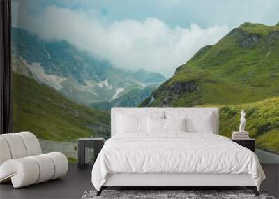 Beautiful view of spring landscape on the mountains and peaks in the snow in the Alps. Austria Wall mural