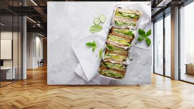 Healthy rye and wholemeal sandwich with vegetables Wall mural