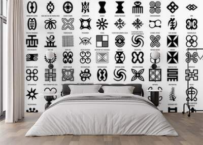 African symbols adinkra for fabric, logo Wall mural