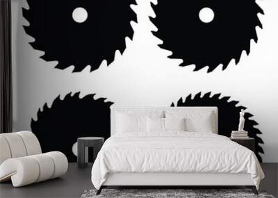 Different black silhouettes of circular saw blades Wall mural