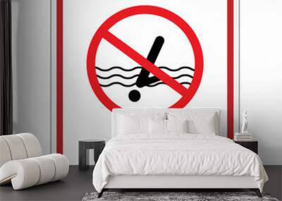 No diving sign isolated on white background Wall mural