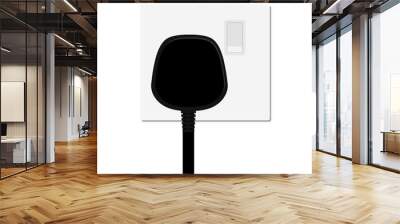 Realistic black plug inserted in electrical outlet power socket, isolated on white background. Wall mural