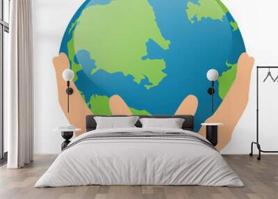 Sustain earth concept. Human hands holding earth Wall mural