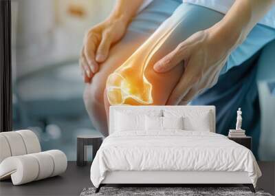 Osteoarthritis Concept with Highlighted Knee Joint in Pain Wall mural