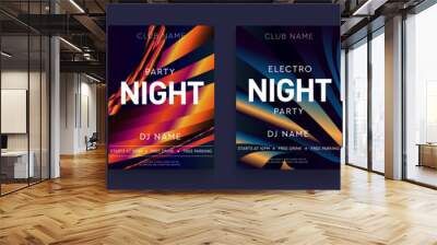 Abstract Set Music Festival for Dance Party, Disco, Club Invitation, Festival Poster, and Flyer. 3D Set Featuring Stripe for a Hot Night Dance Party. Seamless Op Art Style. Vector illustration Wall mural