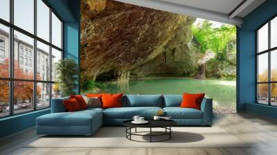 Beautiful lake with small waterfall. The trail of seven waterfalls in Istria, Croatia Wall mural