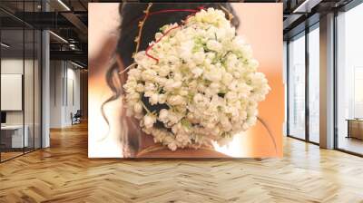 Jasmin Flowers In Indian Bride Hairs Wall mural