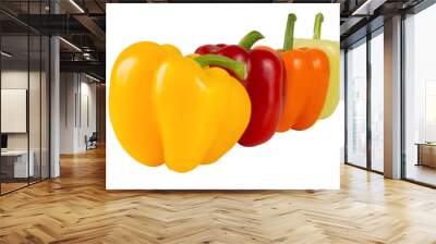 Fresh vegetables. Sweet red, yellow, green,  orange  peppers isolated on white background. Wall mural