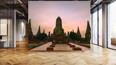 Old Temple Wat Chaiwatthanaram of Ayutthaya province in Ayutthaya Historical park, Thailand Wall mural