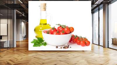 cherry tomatoes in a white plate with olive oil Wall mural