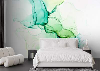 Modern hand painted artwork of abstract transparent alcohol ink background. Art for design Wall mural