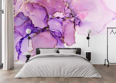 Modern hand painted artwork of abstract transparent alcohol ink background. Art for design Wall mural