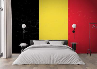 Flag of Belgium. Vector illustration. Grunge background Wall mural