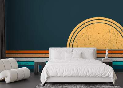 Sun 80s in retro style. Retro sunset collection Wall mural