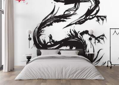 Chinese's Dragon Year of the Ink Painting, translation: dragon. Wall mural