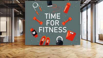 fitness sports over white background vector illustration Wall mural