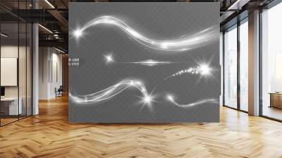 Light white wave and spotlight shine effect,glow line sparkle shine. Silver white wavy effects.
 Wall mural