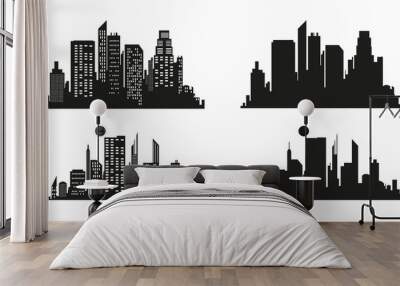 Vector city silhouette in a flat style. Modern urban landscape.vector illustration Wall mural