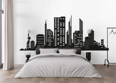 Vector city silhouette in a flat style. Modern urban landscape.vector illustration Wall mural