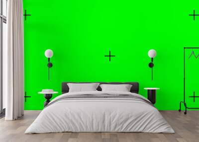 Green screen background with cross marks for tracking. Chromakey technique. Video technology to add visual effects or VFX during movie post-production stage. Vector flat illustration. Wall mural