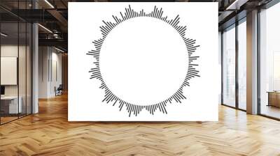 Round soundwave icon. Circular audio equalizer sign. Voice message, sound file in ring shape isolated on white background. Messenger, podcast mobile app, media player element. Vector illustration Wall mural