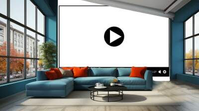 Video player template. Online movie layout with play button on screen and loading slider bar. Multimedia app window simple design. Vector graphic illustration. Wall mural