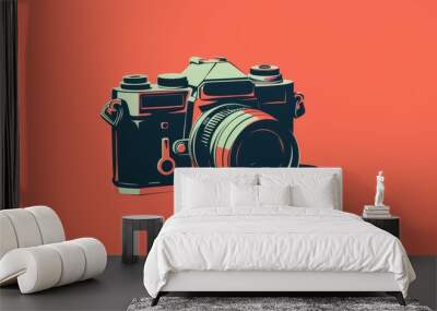 Vintage camera illustration for photography or design projects Wall mural