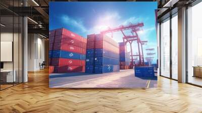 Logistics concept, Logistics and transportation of global containers for background Wall mural