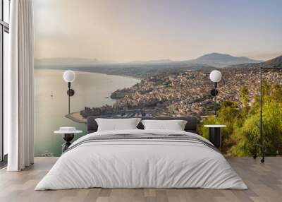 Castellammare del Golfo on Sicily, town at coast in the morning light, Italy, Europe. Wall mural