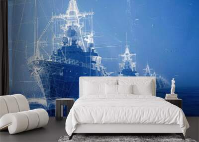 Warship Anatomy in X-ray Vision Wall mural