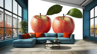 red apple isolated on a transparent background, 2 apple set, Multicolor Apples,Cut out red fresh apples isolated, Sweet summer fruit, set of red apples,set of two organic red apple fruit, Ai Wall mural