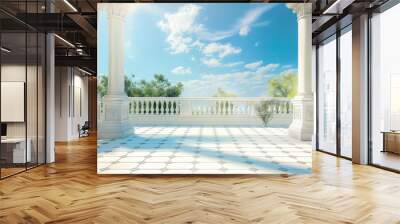 Balcony of a beautiful luxury villa, sky Wall mural