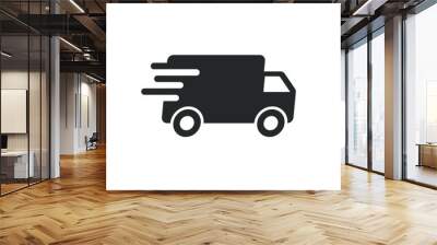 Fast shipping delivery truck icon shape. Web store logo symbol sign. Vector illustration image. Isolated on white background. Wall mural