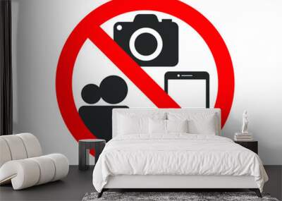 No Photographing prohibition sign symbol icon. Video, photo, phone, prohibited logo pictogram. Vector illustration. Isolated on white background.	
 Wall mural