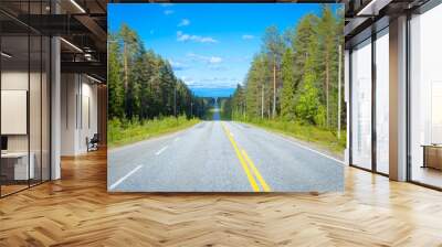 Summer road view from Sotkamo, Finland. Wall mural