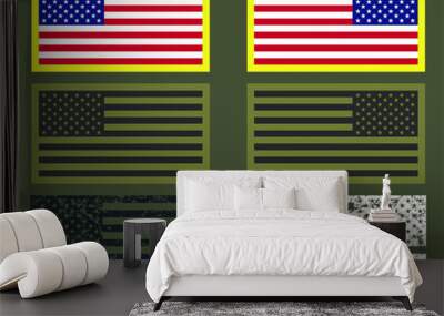 The United States of America flag with official colors. Vector Illustration image. USA National symbol. Grunge style us army military patch. Wall mural